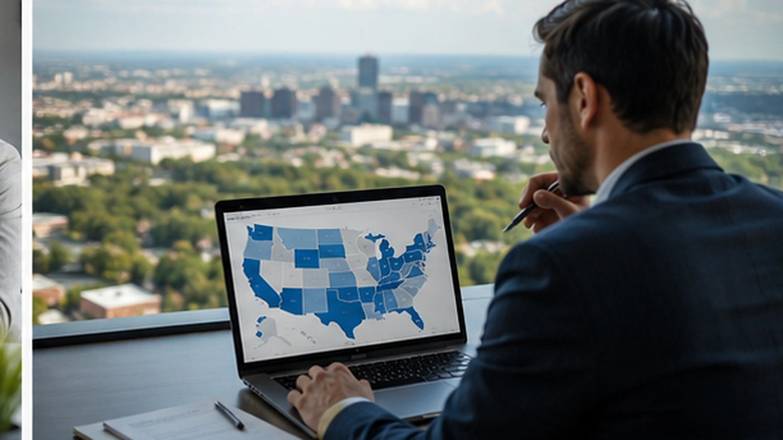 Professional reviewing U.S. real estate market coverage